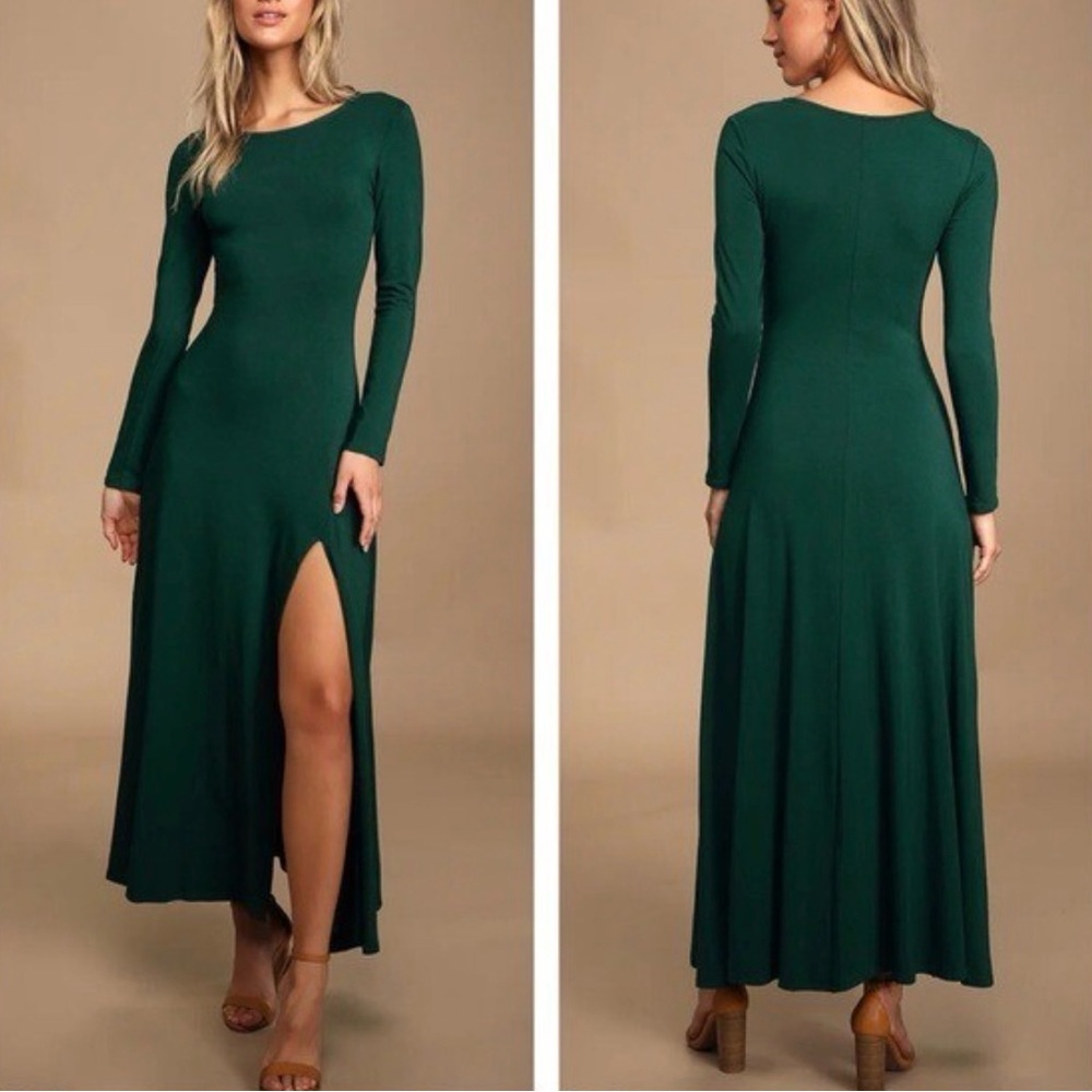 Lulu's Forest Green Long Sleeve Maxi Dress